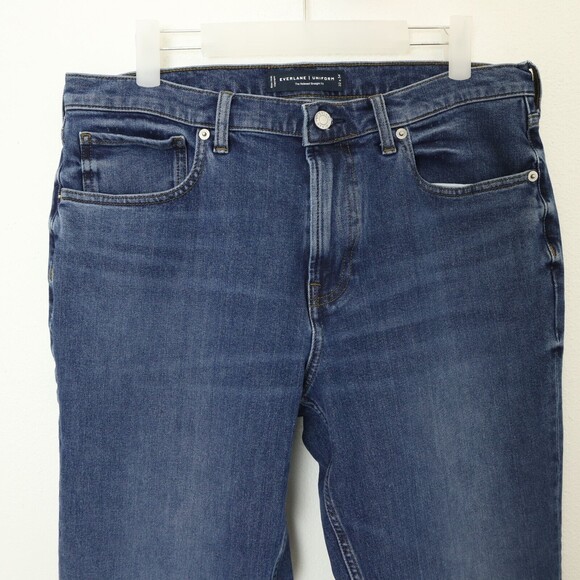 Everlane The Relaxed Straight Jean 32x34 Dark Indigo Fade High Stretch NWOT B15 - Picture 5 of 6